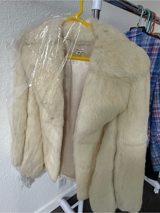 Jackets & Blazers - Classic Cream Rabbit Fur Coat for Women
